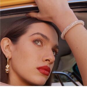 JENNIFER FISHER CRYSTAL CUFF BRACELET STAINLESS STEEL SILVER